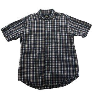 RedHead Mens Shirt Medium Plaid Short Sleeve Button-Up Classic Casual Cotton Top